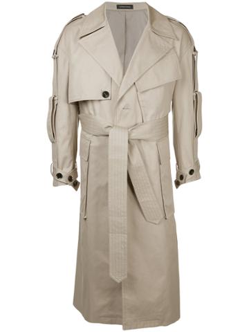 Consistence Epaulettes Detailed Trench Coat - Nude & Neutrals