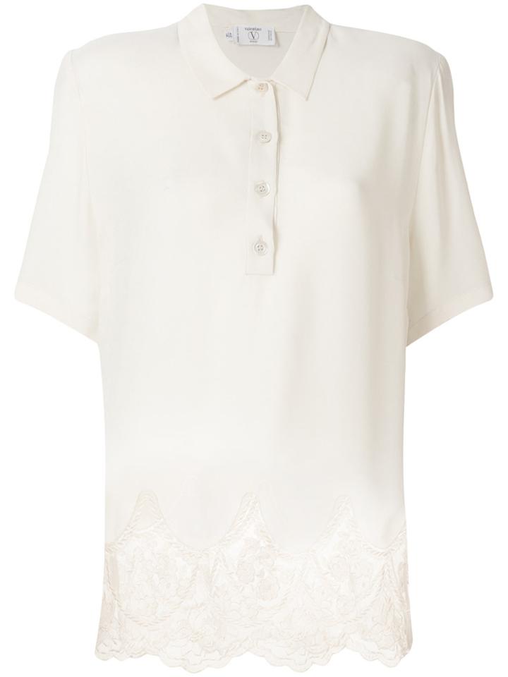 Valentino Vintage Lace Insert Shortsleeved Shirt - Nude & Neutrals