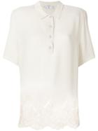 Valentino Vintage Lace Insert Shortsleeved Shirt - Nude & Neutrals