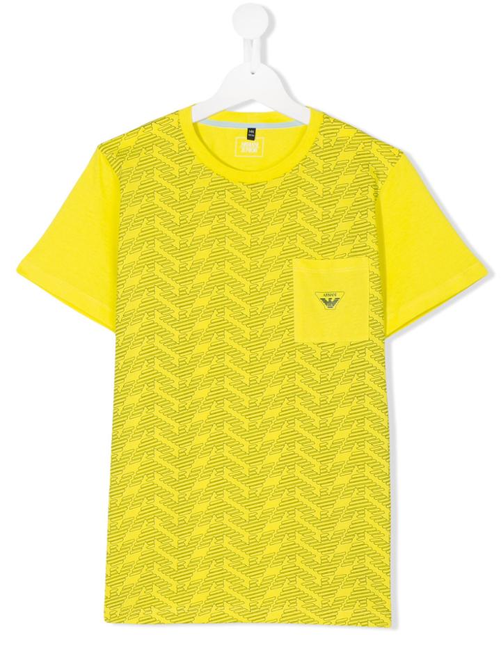 Armani Junior Monogram Print T-shirt - Yellow & Orange