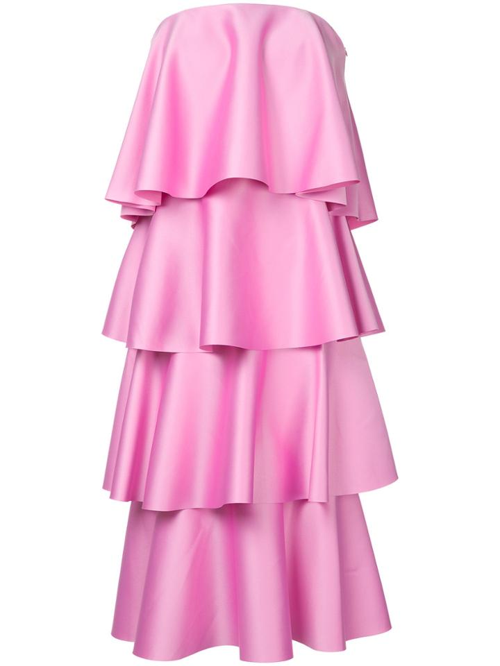 Solace London Strapless Ruffled Dress - Pink & Purple