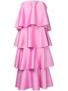 Solace London Strapless Ruffled Dress - Pink & Purple