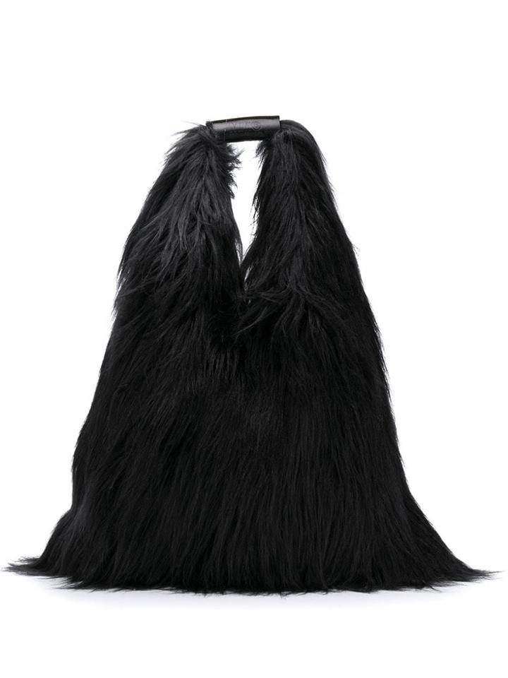Mm6 Maison Margiela Borsa Faux-fur Tote Bag - Black