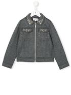 Simonetta Stud-embellished Jacket, Girl's, Size: 10 Yrs, Grey