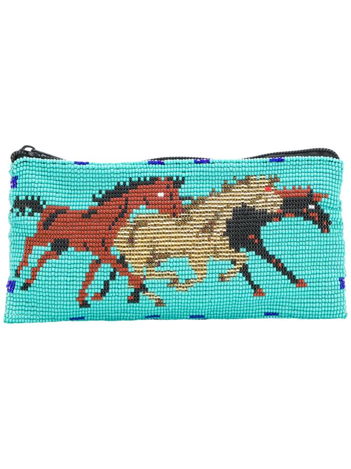 Jessie Western Galloping Horse Beaded Purse - Blue