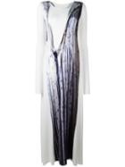 Mm6 Maison Margiela Floral Print Long Dress, Women's, Size: 42, White, Viscose/spandex/elastane