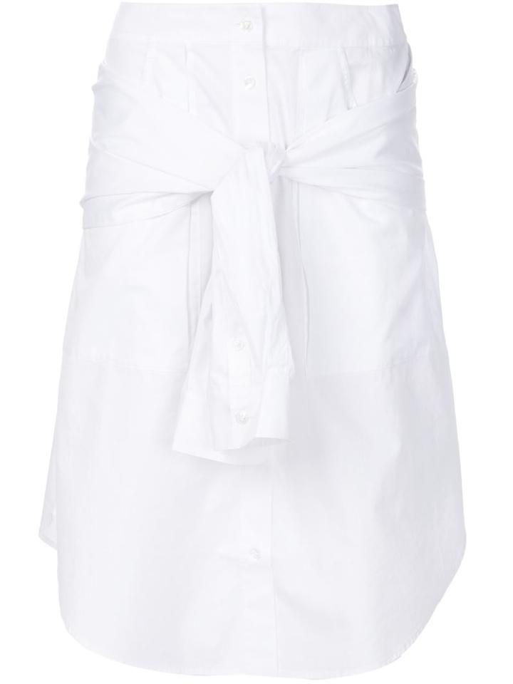 T By Alexander Wang Shirt Style A-line Skirt, Women's, Size: 2, White, Cotton