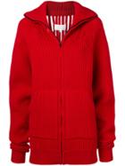 Maison Margiela Ribbed Zipped Cardigan - Red
