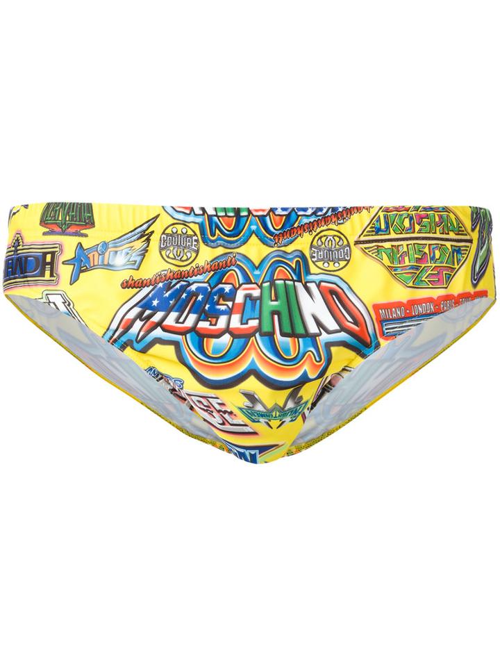 Moschino - Logo Swimming Trunks - Men - Polyester/spandex/elastane - L, Yellow/orange, Polyester/spandex/elastane