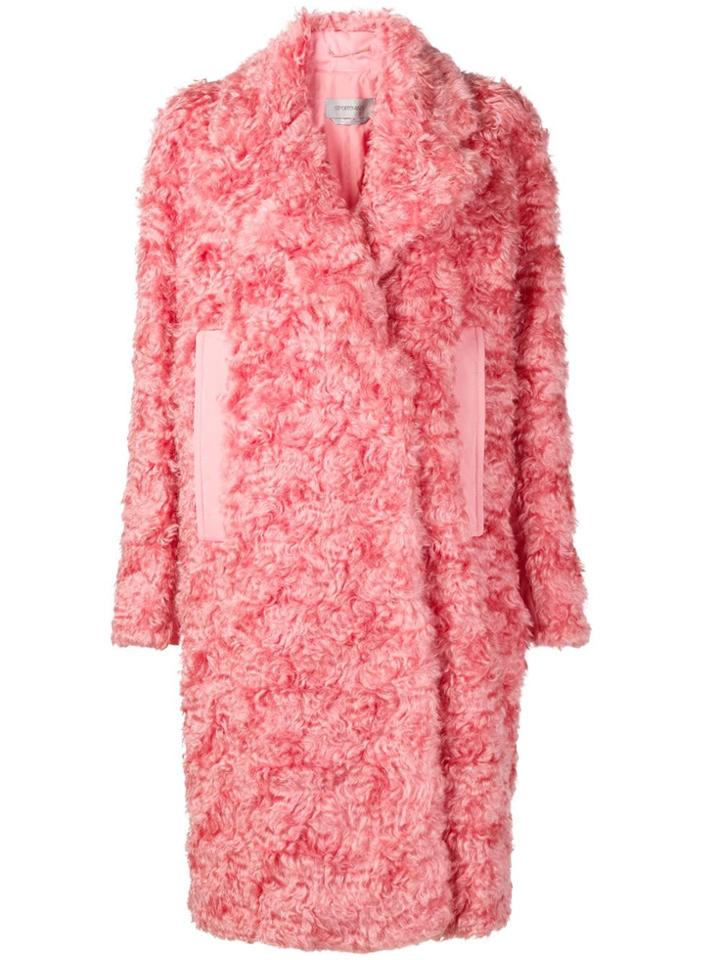 Sportmax Oversized Shearling Coat - Pink & Purple