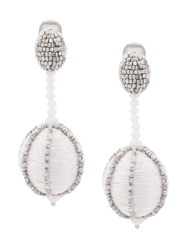 Oscar De La Renta Single Line Dropped Ball Clip-on Earrings - Grey