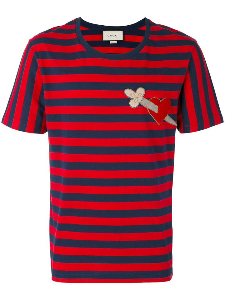 Gucci - Striped Heart T-shirt - Men - Cotton - M, Blue, Cotton