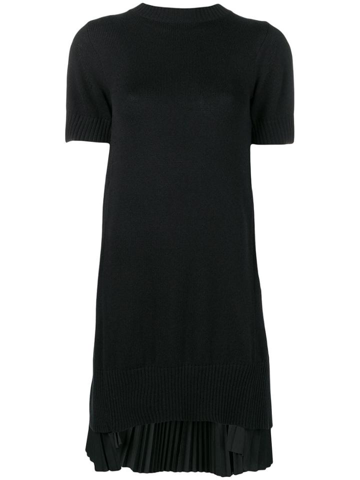 Sacai Hybrid Pleated Knit Dress - Black