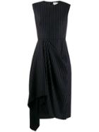 Alexander Mcqueen Asymmetric Striped Dress - Blue
