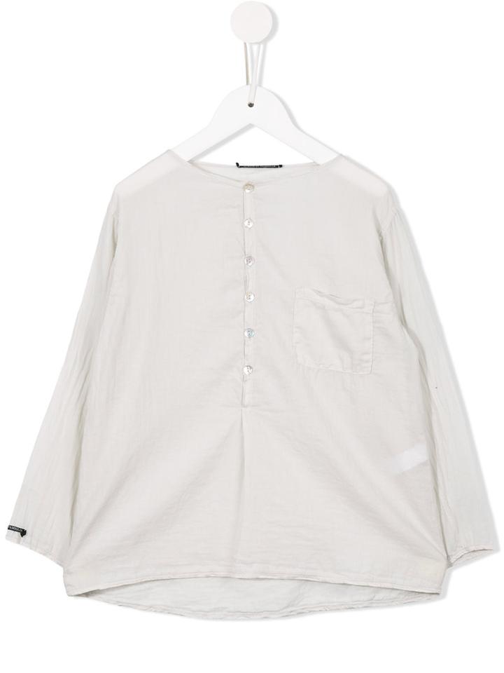 Album Di Famiglia Kids - Buttoned Collarless Blouse - Kids - Cotton - 6 Yrs, Nude/neutrals