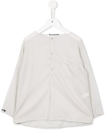 Album Di Famiglia Kids - Buttoned Collarless Blouse - Kids - Cotton - 6 Yrs, Nude/neutrals