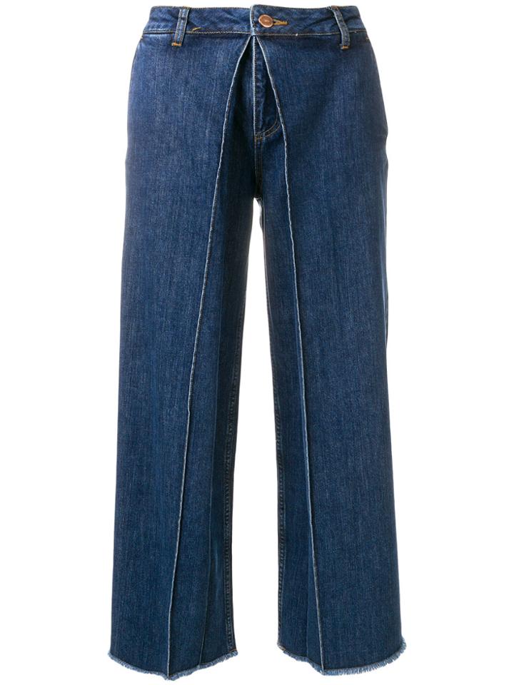 Aalto Foldover Wide Leg Jeans - Blue