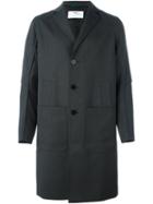 Oamc Single Breasted Coat, Men's, Size: Small, Grey, Cupro/virgin Wool