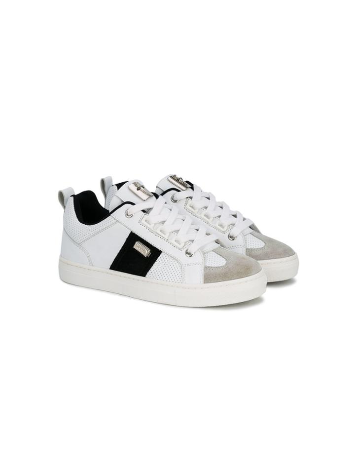 Cesare Paciotti Kids Logo Plaque Sneakers - White