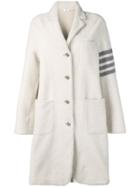 Thom Browne 4-bar Narrow Oversized Sack Overcoat - White