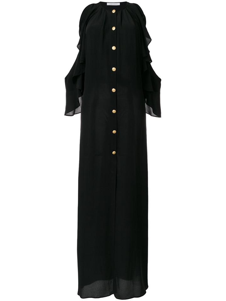 Pierre Balmain Cold Shoulder Ruffle Trim Dress - Black