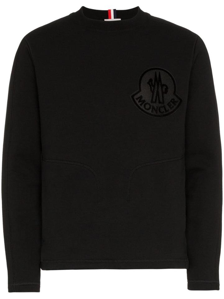 Moncler Monc Crw Swt Lrg Logo Blk - Black