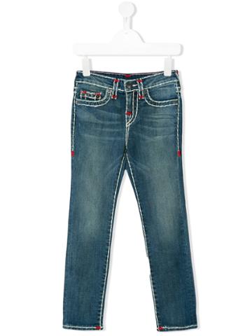 Stitching Contrast Jeans - Kids - Cotton/spandex/elastane - 8 Yrs, Blue, True Religion Kids