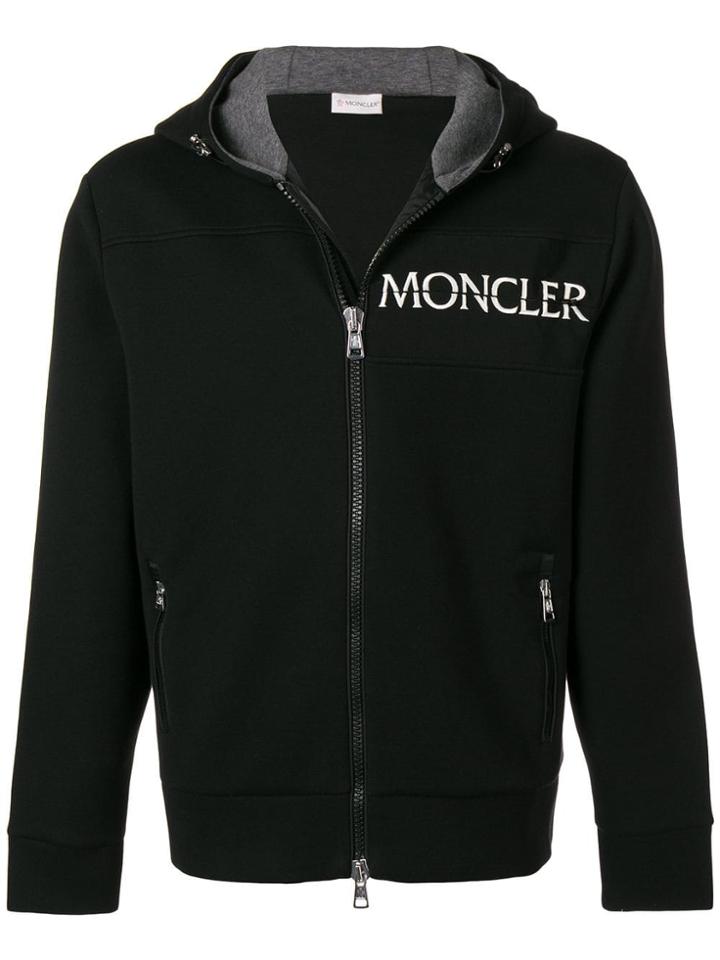 Moncler Logo Zipped Hoodie - Black