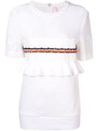 No Ka' Oi Ruffle-trim Embroidered T-shirt - White