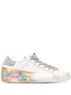 Golden Goose Worn-effect Floral Detail Sneakers - White