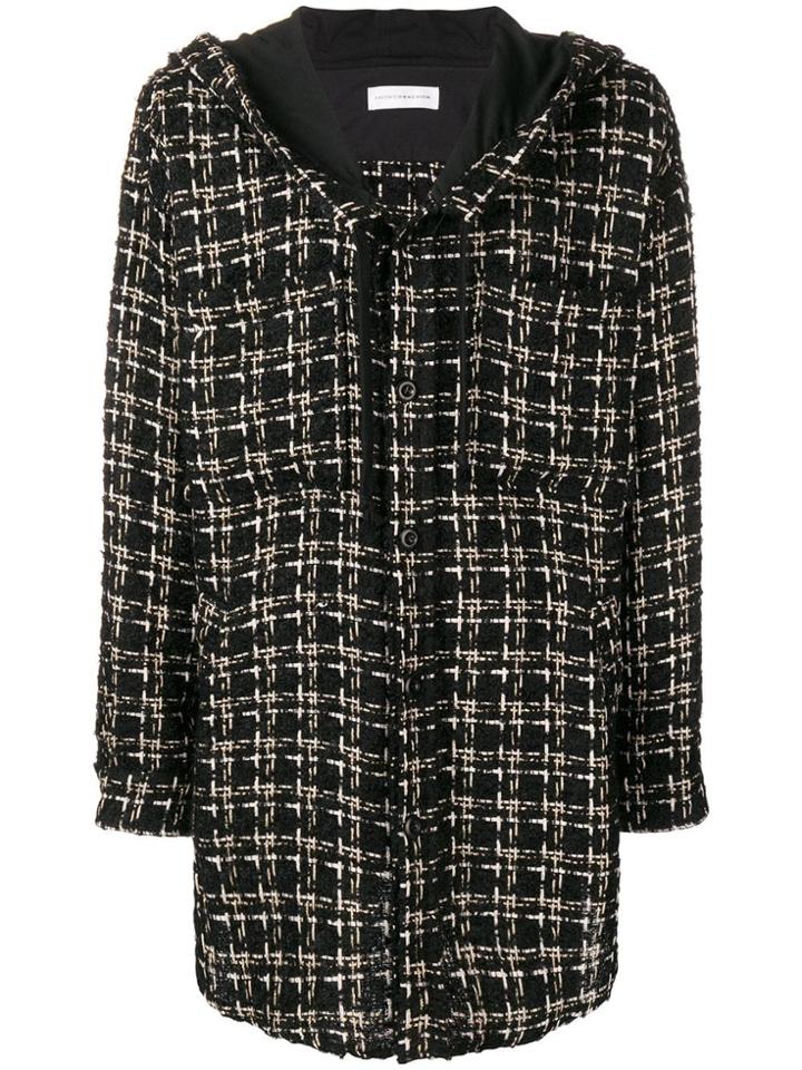 Faith Connexion Hooded Tweed Coat - Black