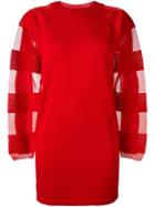 Mm6 Maison Margiela Semi-sheer Sleeve Sweater Dress, Women's, Size: Medium, Red, Acrylic/polyamide/polyester/wool