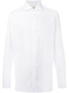 Borrelli Cuffed Sleeve Button Down Shirt, Men's, Size: 44, White, Cotton
