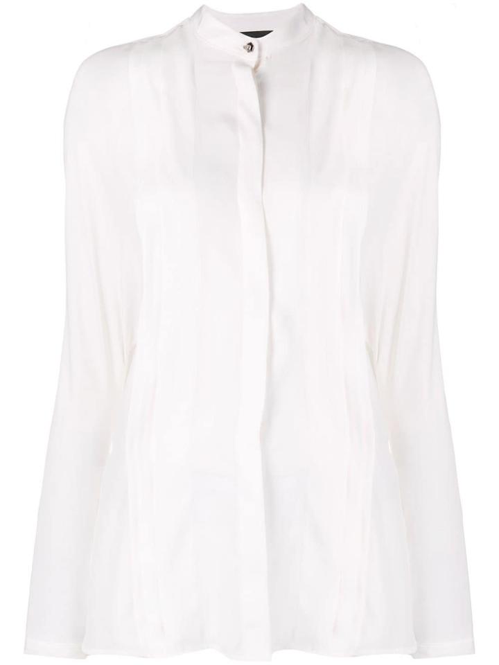 Philipp Plein Pleated Long-sleeve Blouse - White