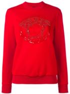 Versace Embroidered Medusa Sweatshirt, Women's, Size: 42, Red, Polyester/spandex/elastane/acetate/silk