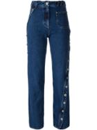 Courrèges Button Detail Straight Leg Jeans, Women's, Size: 38, Blue, Cotton