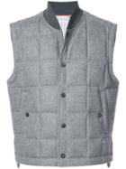 Thom Browne Downfilled Button Front Vest In Jacket Weight Cashmere -