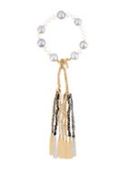 Carolina Bucci Nana Pearl Bracelet With Lucky Tassles, Women's, White