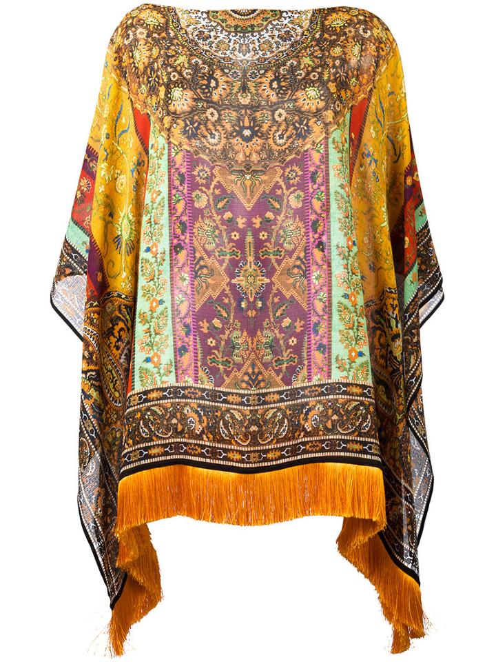 Etro - Paisley Batwing Tunic - Women - Silk/viscose - One Size, Orange, Silk/viscose