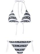 Balmain Logo Print Bikini - Black
