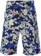 Jil Sander Crab Print Bermuda Shorts, Men's, Size: 48, Blue, Polyester/cotton