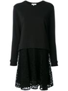 Carven - Contrast Sweatshirt Dress - Women - Cotton/acetate/viscose - Xs, Black, Cotton/acetate/viscose