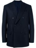 Mp Massimo Piombo Double Breasted Blazer, Men's, Size: 54, Blue, Cupro/cashmere/virgin Wool