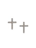 Federica Tosi Cubic Zirconia Cross Studs - Silver