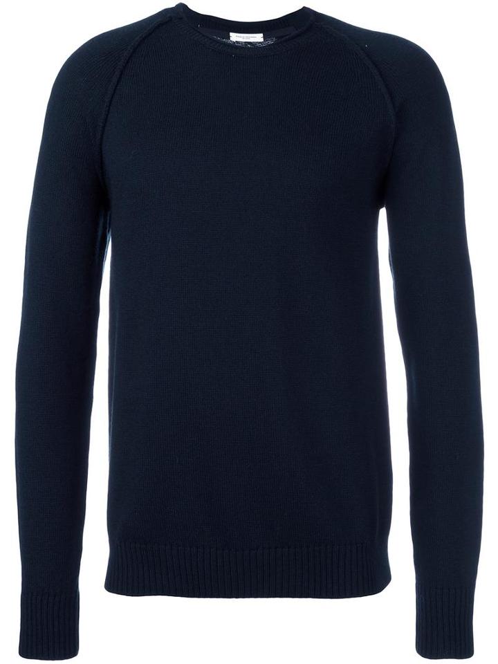 Paolo Pecora Crew Neck Jumper, Men's, Size: Small, Blue, Polyamide/virgin Wool