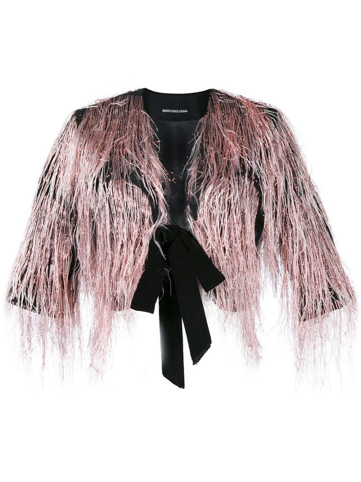 Marco Bologna - Glitter Fringe Bolero - Women - Polyamide/polyester/modal - 44, Pink/purple, Polyamide/polyester/modal