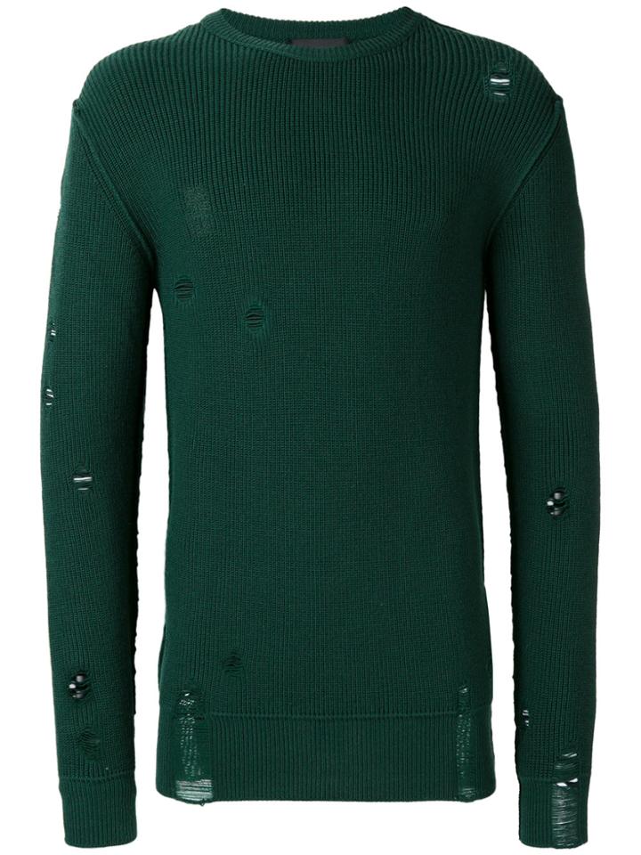 Diesel Black Gold Distressed Longsleeved Sweater - Green