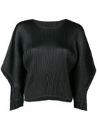 Pleats Please By Issey Miyake Puffed Sleeve Pleated Top - Black