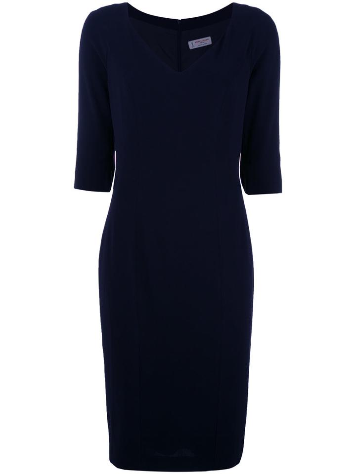 Alberto Biani - Fitted Midi Dress - Women - Polyester/acetate/triacetate/viscose - 42, Women's, Blue, Polyester/acetate/triacetate/viscose