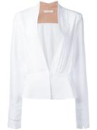 Ssheena Plunge Front Blouse - White